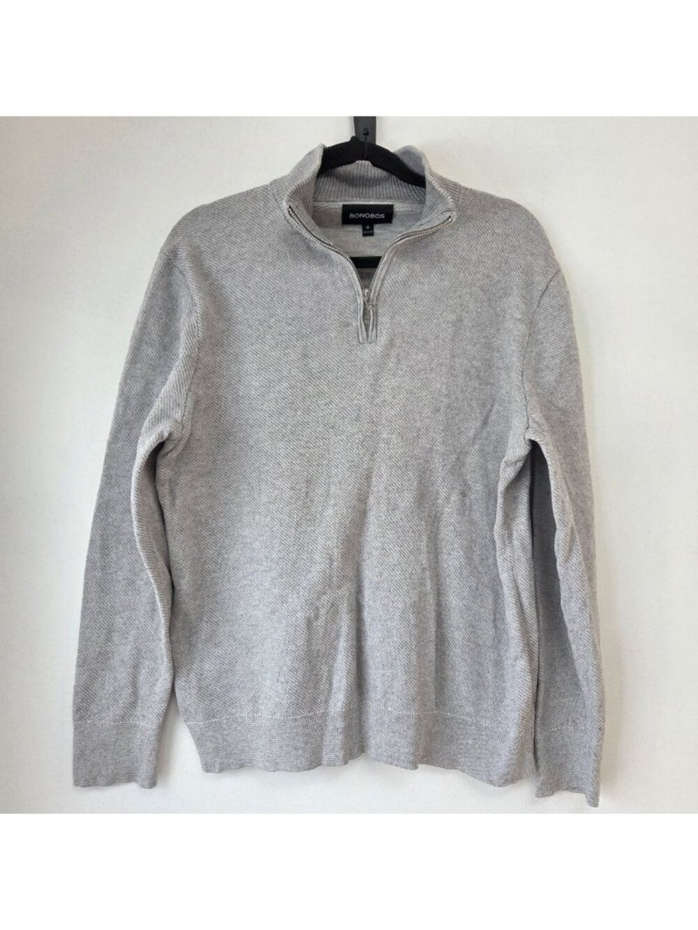 Bonobos Cashmere Blend Grey Quarter Zip Pullover Sweater Business Casual M